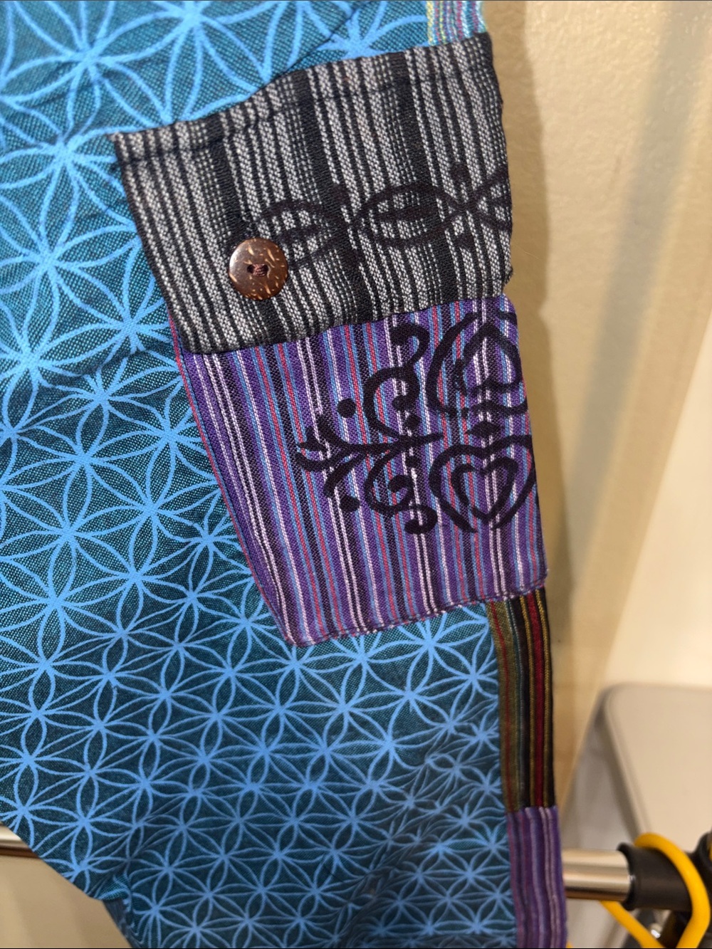 #168 2XL iHeartRaves Island Blue Harem Pants with Purple Accents - Picture 5 of 6